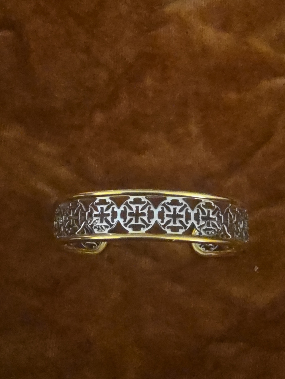 Rustic Cuff Two-Tone Filigree Metal Cuff Bracelet